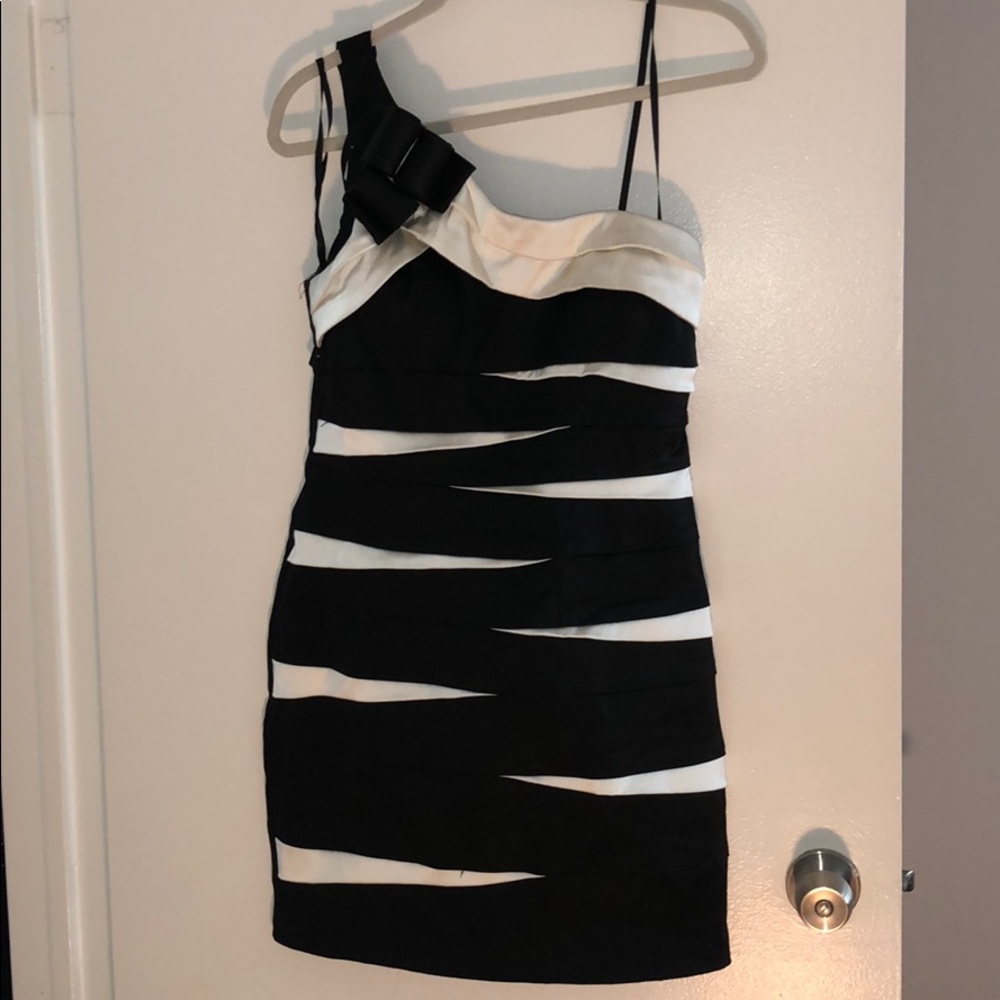 Black & White One Shoulder Cocktail Dress